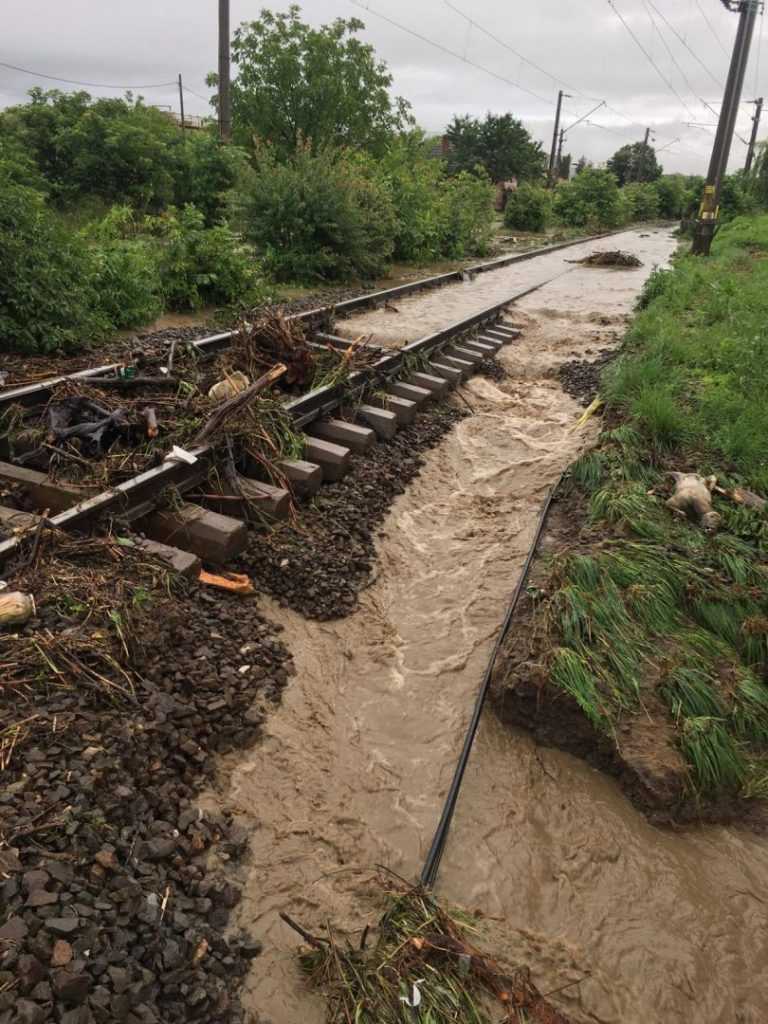 inundații pe calea ferată