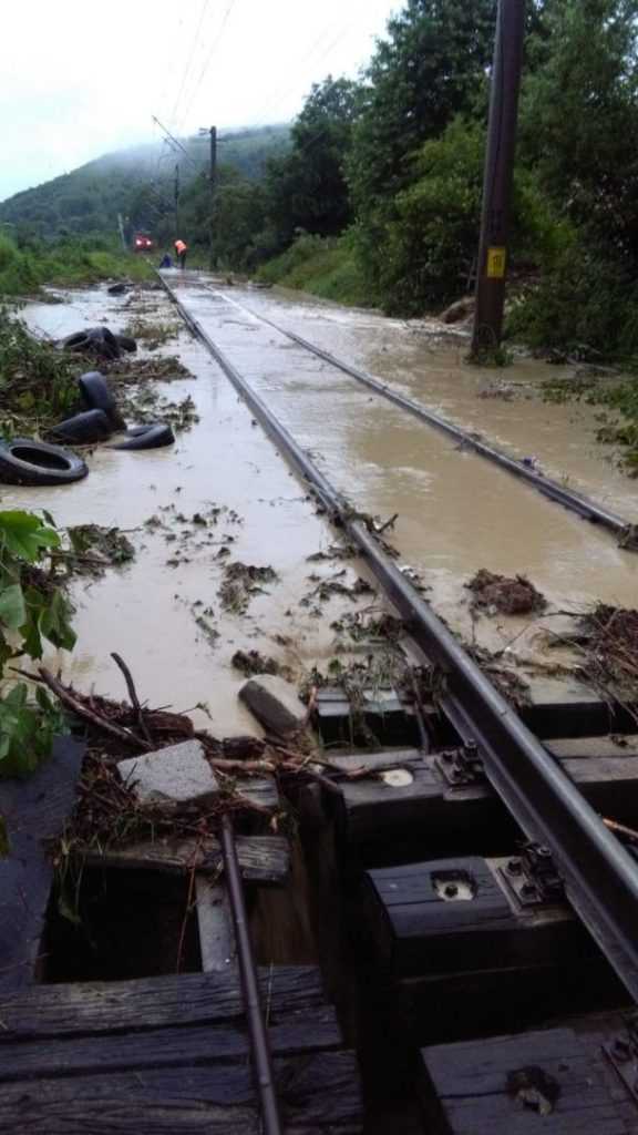 cale ferată inundată