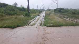 cale ferată inundată